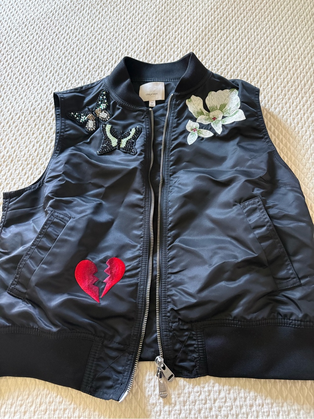 cinq à sept Black vest  with Branded Neck Label